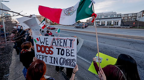 Um protesto nos EUA contra a detenção dos migrantes.