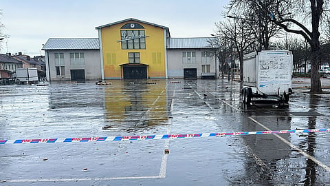 O cenário do ataque terrorista emMulhouse, no Leste da França, este sábado.