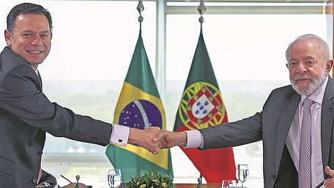 Luís Montenegro e Lula. Foi a segunda visita do líder português ao país neste mandato.