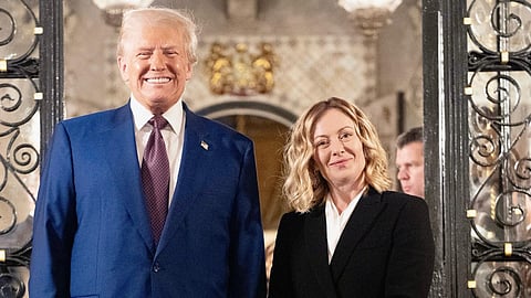 Donald Trump e Georgia Meloni, num encontro em dezembro.