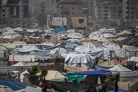 Deslocados palestinianos na Faixa de Gaza