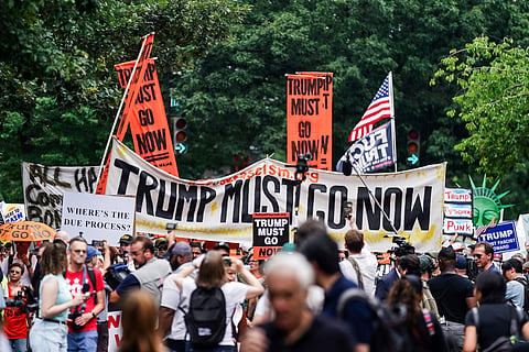 O protesto em Washington, DC, em junho.