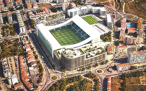 O projeto do consórcio do ex-futebolista Filipe Morais prevê a construção de um estádio com quatro bancadas. O complexo imobiliário ficaria no lado norte (nesta imagem).
