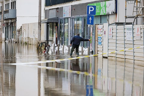 A baixa de Alcácer do Sal ficou inundada na madrugada de 4 de fevereiro.