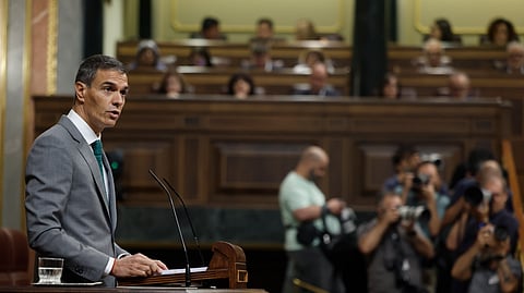 Pedro Sánchez na audiência no Congresso para dar explicações sobre a crise migratória em Ceuta.