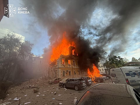 O edifício da Academia de Ciências em Kiev.