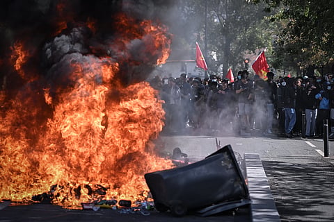 Protestos dos alunos do secundário em Saint-Denis, a norte de Paris.