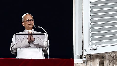 O papa Leão XIV durante o Angelus.