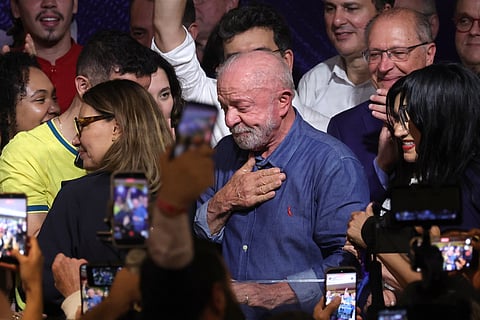 Lula na comemoração da vitória.