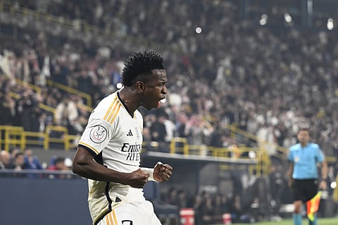 Vinicius Junior comemora um dos golos.