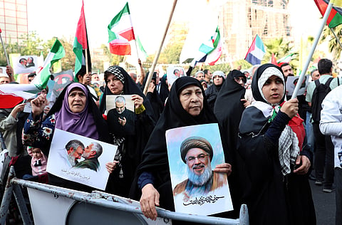 Protestos no Irão contra Israel.