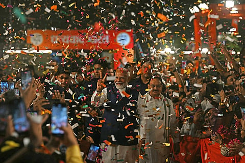 Narendra Modi festeja o resultado obtido, mas a vitória teve um sabor amargo.