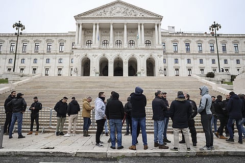 Forças de segurança em manifestação em frente à Assembleia da República. MIGUEL A. LOPES/LUSA