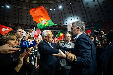 António Costa com Pedro Nuno Santos no comício do PS no Porto
