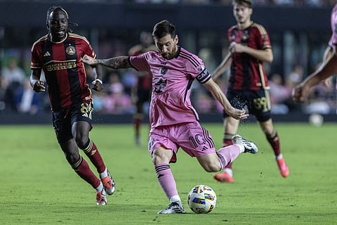 Messi tenta remate em derrota do Inter Miami para o Atlanta United.