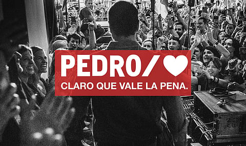 Campanha nas redes sociais do PSOE na véspera de evento junto à sede do partido, em Madrid.