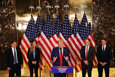 Trump deu uma conferência de imprensa na Trump Tower.