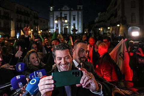 André Ventura, presidente do Chega, durante uma arruada em Évora.