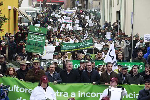 Imagem de arquivo de protestos de agricultores em Portugal