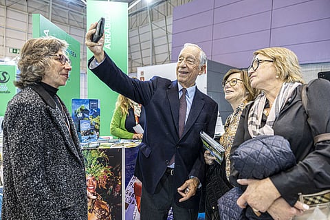 Marcelo Rebelo de Sousa, Presidente da República, em visita à Bolsa de Turismo de Lisboa, fevereiro de 2024. Fotografia: Reinaldo Rodrigues / Global Imagens
