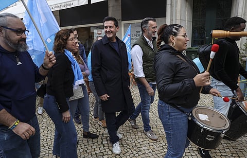 Presidente da Iniciativa Liberal, Rui Rocha (à esq.) acompanhado pelo deputado da Iniciativa Liberal, João Cotrim de Figueiredo.