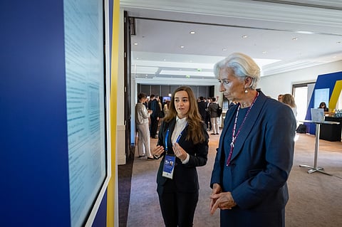 Christine Lagarde, presidente do BCE, no Fórum anual em Sintra. Fotografia: Banco Central Europeu
