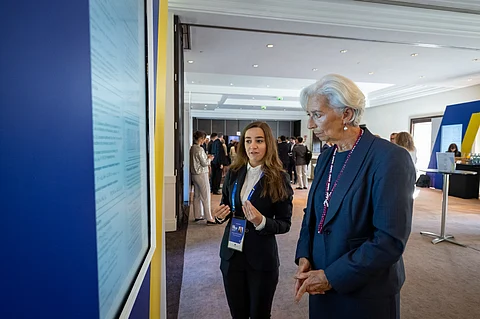 Christine Lagarde, presidente do BCE, no Fórum anual em Sintra. Fotografia: Banco Central Europeu