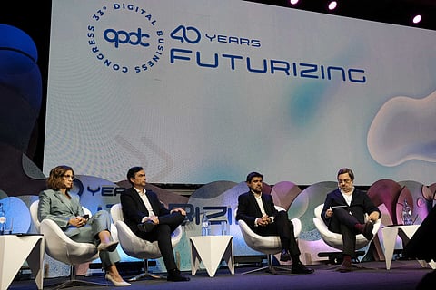 CEO das principais empresas de telecomunicações do país, Altice, NOS e Vodafone, no painel Estado da Nação das Comunicações, no 33.º Digital Business Congress, da APDC, em Lisboa.