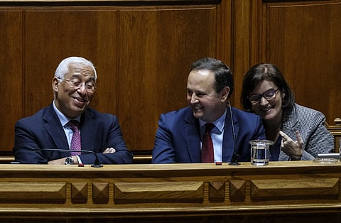 António Costa (primeiro-ministro), Fernando Medina (ministro das Finanças) e Mariana Vieira da Silva (ministra da Presidência). Fotografia: Leonardo Negrão / Global Imagens