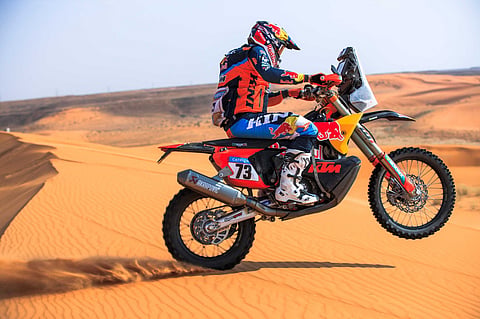 Edgar Canet (ESP) for Bas World Ktm Racing Team races during stage 6 of Rally Dakar 2025 from HAIL to AL DUWADIMI, Saudi Arabia on January 10, 2025. // Flavien Duhamel / Red Bull Content Pool // SI202501110679 // Usage for editorial use only //