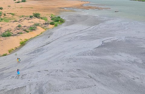 A file photo of fly ash released into Renuka river by a coal-based thermal plant at Obra in Sonbhadra district of Uttar Pradesh. Photo: Meeta Ahlawat