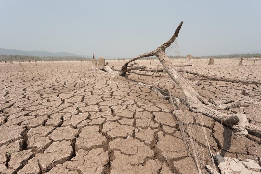 पानी की कमी से सूखा पड़ा तल; फोटो: आईस्टॉक