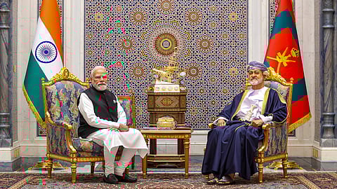 Prime Minister Narendra Modi with Sultan of Oman Haitham bin Tarik during a bilateral meeting, in Muscat, Oman