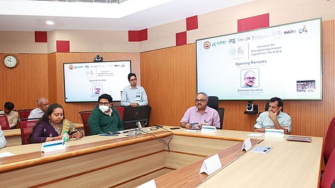 Head of WSAI at IIT-M, B Ravindran, announces the details of course as other officials, including Google India, look on