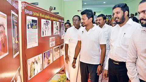 Deputy CM Udhayanidhi Stalin at the cenetary celebration photo expo at Nagore on December 20