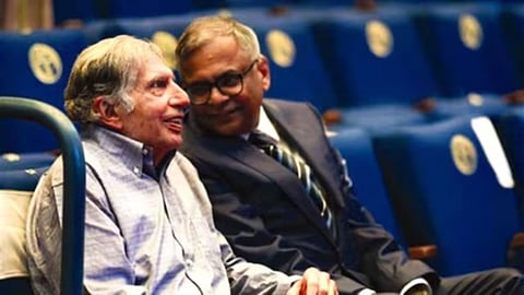 Tata Sons chairman N Chandrasekaran with Ratan Tata