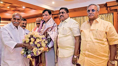 Union Minister of State Nityanand Rai with Puducherry Chief Minister N Rangasamy