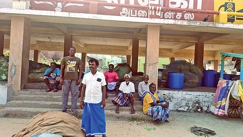 Fishermen in the area drying their nets.