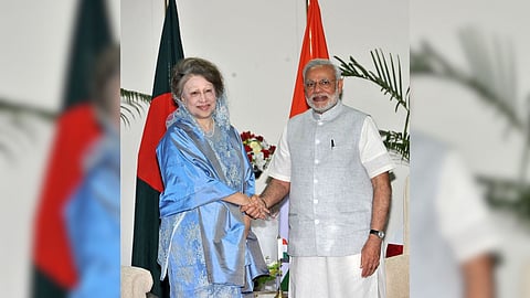 Narendra Modi with Khaleda Zia