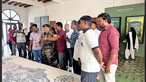 Visitors being guided through Porunai archaeological museum at Reddiarpatti in Tirunelveli