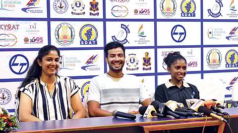 International sailor S Jayalakshmi, Olympian KC Ganapathy and R Vantava
during the press conference