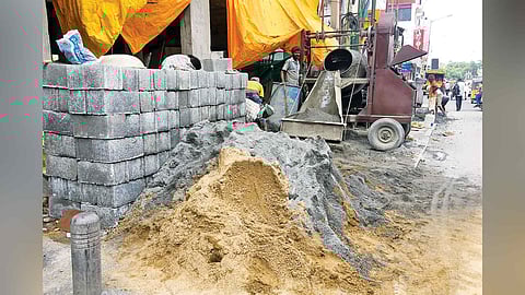 Construction works are now entirely dependent on sand procured from neighbouring states (file photo)