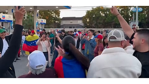 Venezuelans in South Florida celebrated the news of President Nicolás Maduro’s capture, dancing and wrapping themselves in Venezuelan flags. The rally took place in Doral, home to the largest Venezuelan community in the United States.