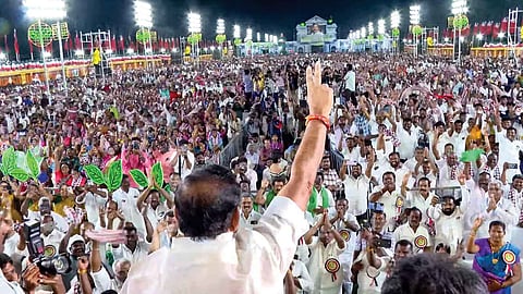 AIADMK general secretary Edappadi Palaniswami campaigning at Veerapandi on Sunday