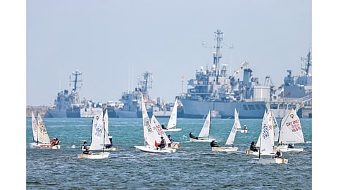 Sailors during a practice session at the India International Regatta on January 5