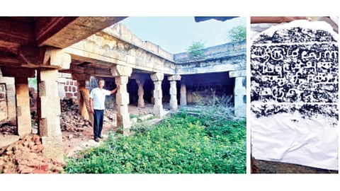 Archaeological Research Forum founder Manikandan at Chinnaiya Chathiram; land donation impression
