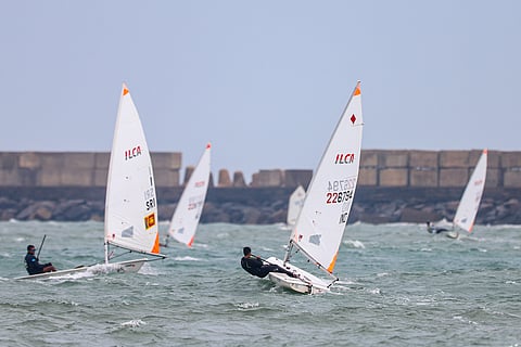 Sailors in action during the final day of 11th India International Regatta (IIR), at Chennai Port.