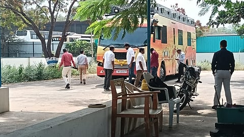 Central team sleuths inspecting the campaign vehicle in Karur on Saturday