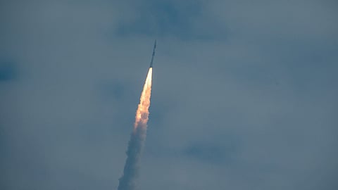 ISRO's PSLV-C62 carrying the EOS-N1 lifts off from the Satish Dhawan Space Centre in Sriharikota, Andhra Pradesh, on January 12, 2026.