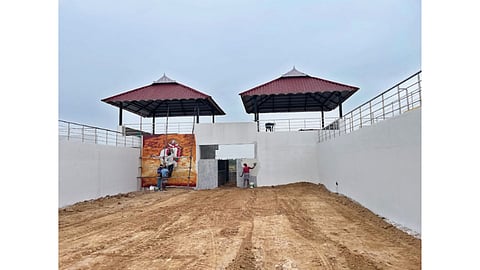 Stadium is prepared for the jallikattu event